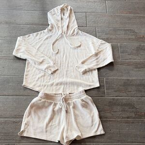 Victoria's Secret Cream Hoodie and Shorts Set